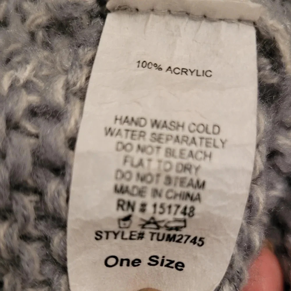 e LUNA gray knit split turtleneck pullover poncho sweater Women's OS warm cozy - Picture 6 of 7